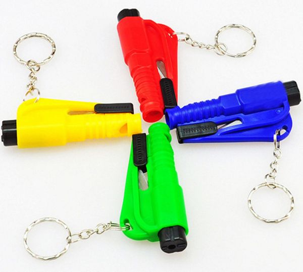 

mini safety hammer emergency bodyguard sos help whistle car seat belt cutter window break escape window glass breaker keychain whistle knife