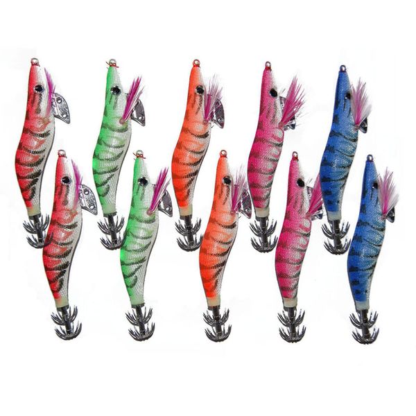 

10pcs/lot 2.5# 10cm pesca artificial squid jig fishing lure squid hook ocs cuttlefish shrimp hard fishing lures hard bait