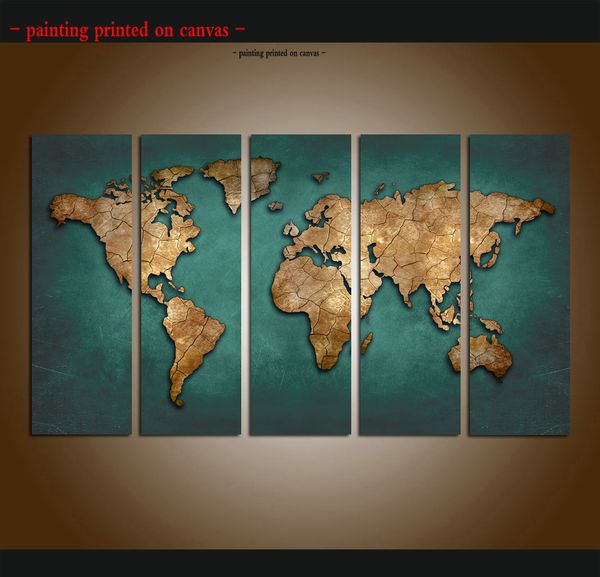 

большой 5 панель набор современная карта мира абстрактный холст печать настенная живопись home decor современная картина гостиная декор пода