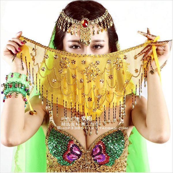 

performance belly dance face veil belly dance veil 9 colors, Black;red