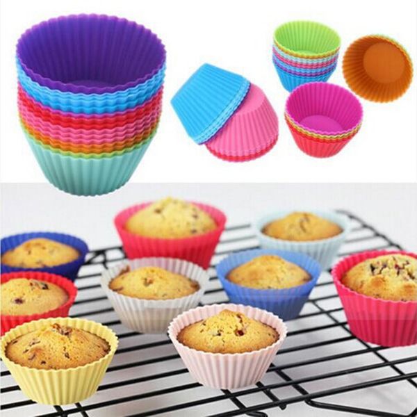 

wholesale- 12 pcs silicone cake cupcake liner baking cup mold muffin round cup cake tool bakeware baking pastry tools kitchen ing