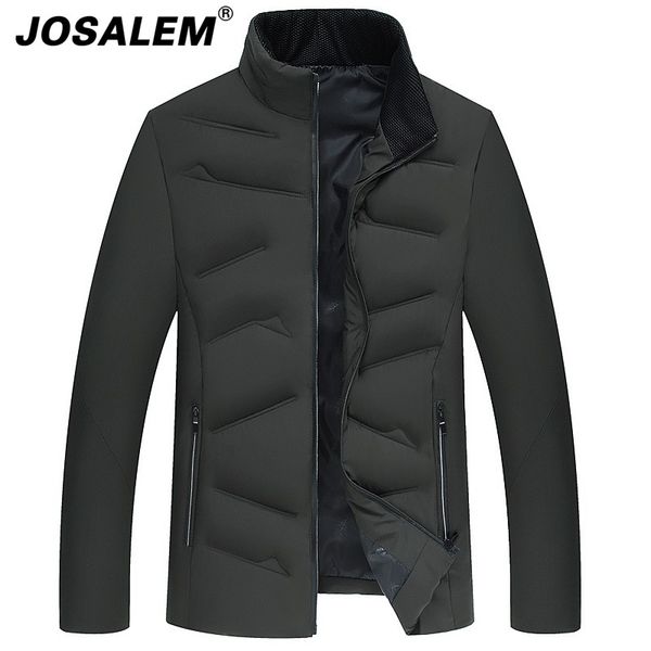 

josalem 2018 fashion thicken mens cotton-padded jacket warm stand collar men coats man winter parka casual clothes outwear, Black