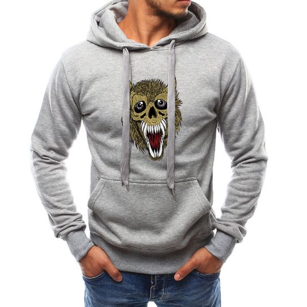 

brand clothing 2018 autumn new men's animal head print hooded sweater sweater solid color casual comfortable breathable large size xxxx, Black