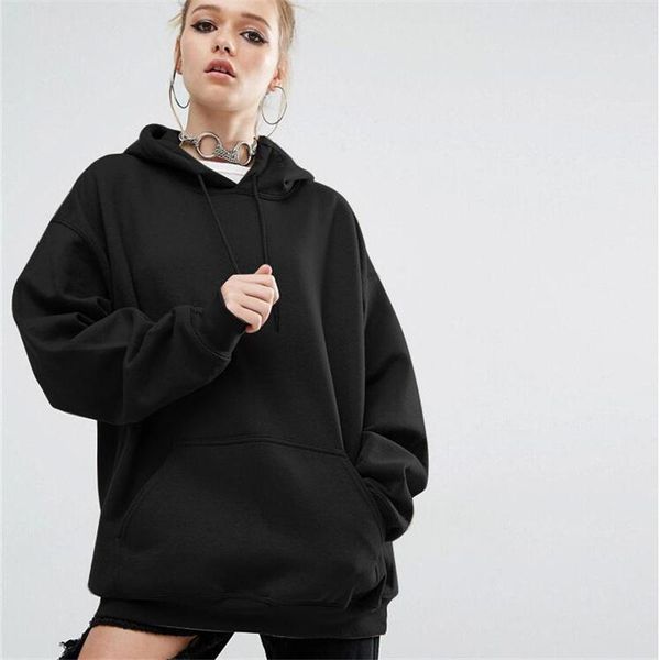 

women hoodies sweatshirts 2018 fashion autumn winter solid hooded batwing casual loose long sleeve female plus size sweatshirt, Black