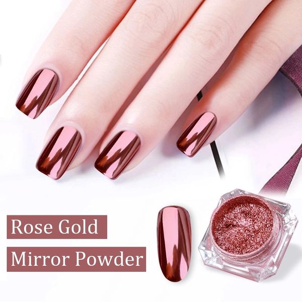 

1 box nail glitter powder import rose gold mirror powder gel polish chrome pigment dust shinning pigment nail art decoration, Silver;gold
