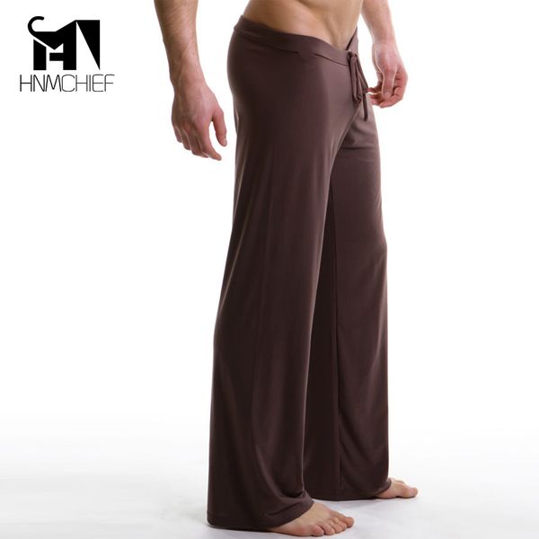 

sleep bottoms men's casual trousers soft comfortable brand-clothing male pajamas mens lacing pants homewear loose sleepwear, Black;brown