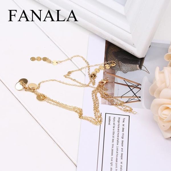 

fanala casual women pendant layer fashion double alloy polyester wafer necklace chain trendy boho wholesale jewelry gift, Silver