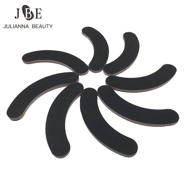 

10pcs black double-sided nail files curved nail file manicure tools portable pedicure rasp 100 180 grit mini art travel