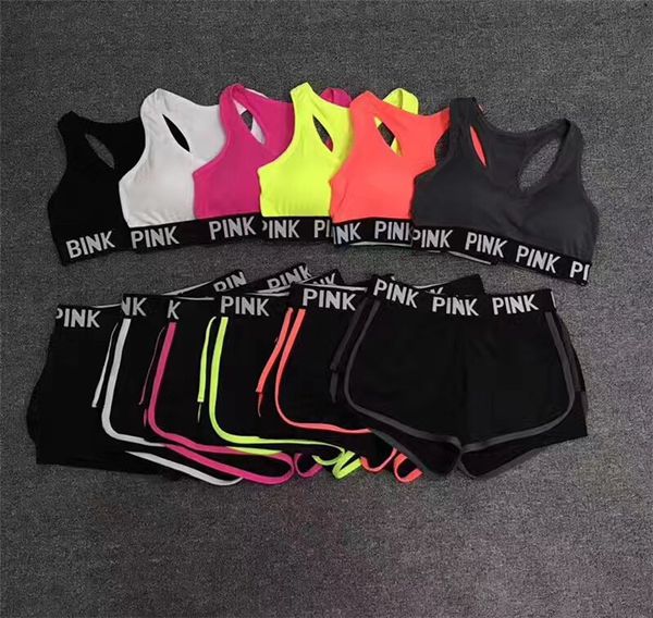 

Love pink port et port bra gym fitne hort pant pink letter underwear exerci e ve t running yoga hort trou er pu h up bra top