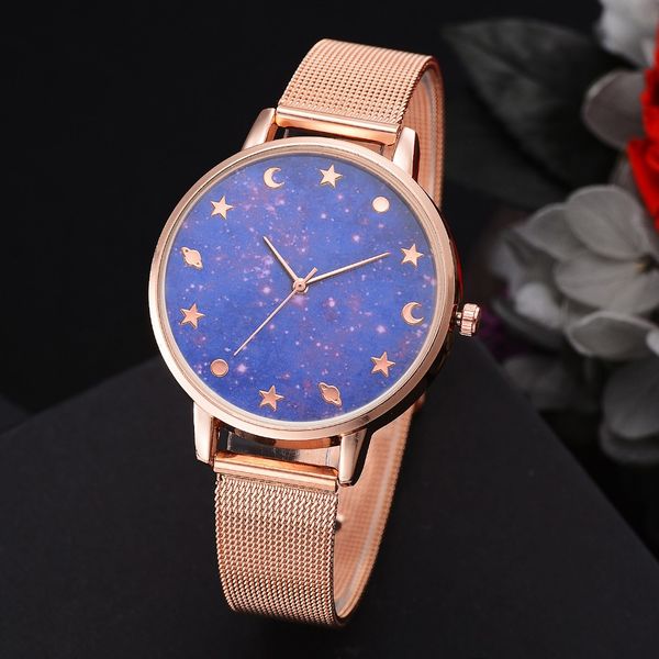 

women's watch moon stars beautiful scale fashion watch, Slivery;brown