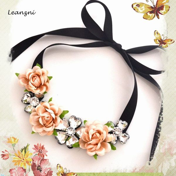 

leanzni fashion jewelry, cloth art flower + acrylic fittings, the female clothing necklace pendant, gifts, Golden;silver
