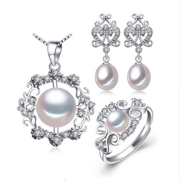 

925 sterling silver earrings with stones,natural pearl jewelry sets for women,bohemian set ethnic earrings rings