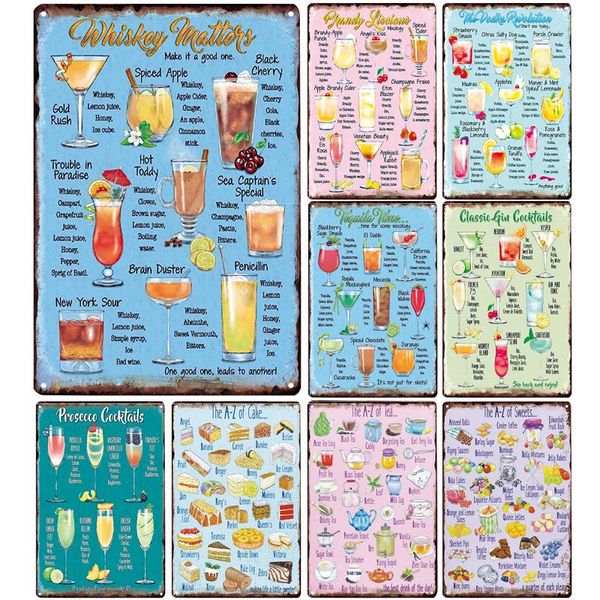 

sq-dglz] cocktail menu metal sign bar wall decor vintage metal crafts home decor painting plaques art poster