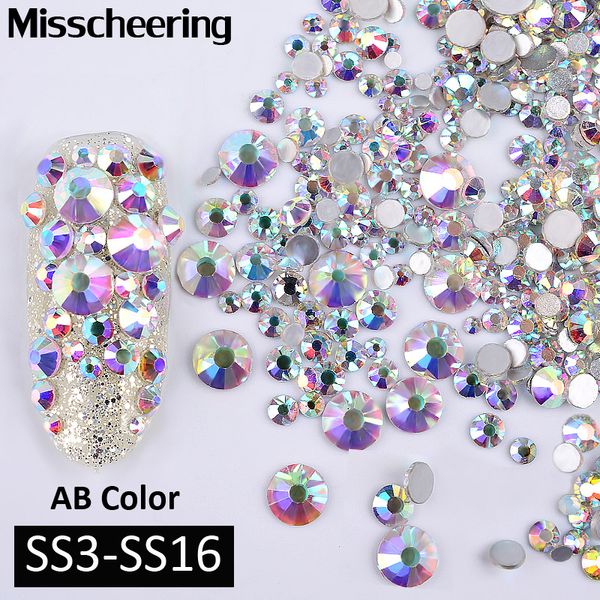 

1pack ab color mixed(ss3-ss16) nail art rhinestones silver flatback glass crystal gems non hix glitter decorations for nails, Silver;gold