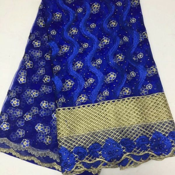 

5 yards/pc nice looking royal blue beads and stones french net lace flower embroidery african mesh lace fabric for dress bn81-5, Black;white