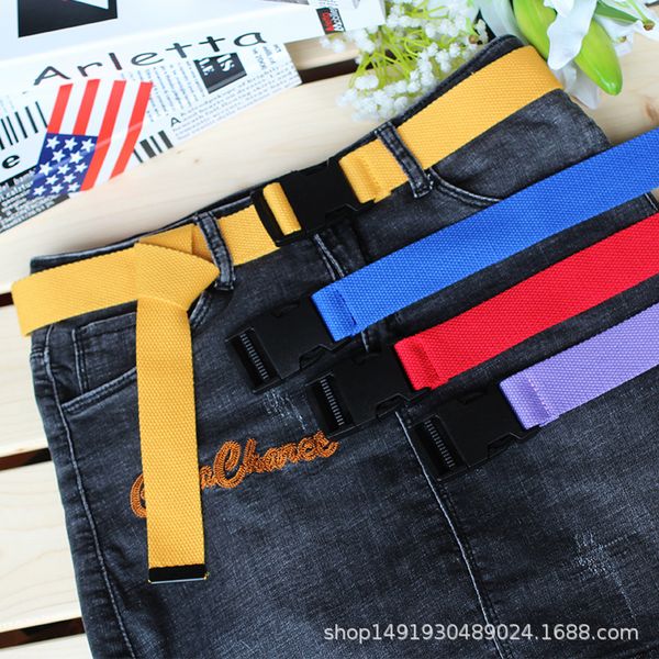 

plain webbing waistband casual canvas belt metal buckle men women boys jeans belts candy colors 120cm, Black;brown