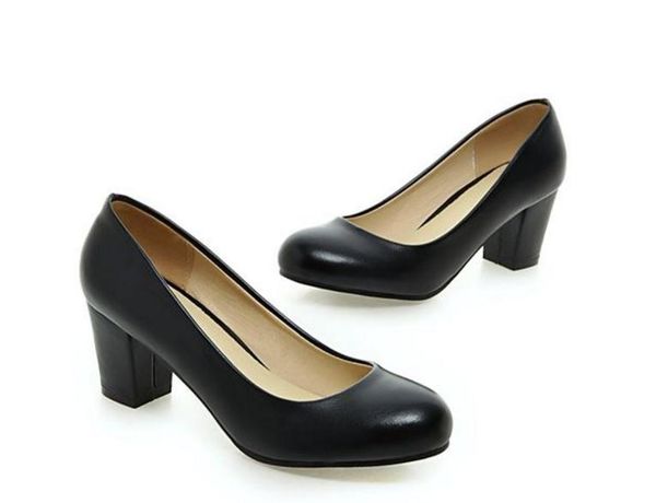 

send coarse heel new single shoes shallow mouth woman shoes, Black