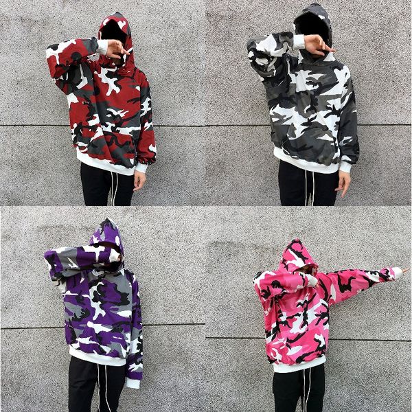 

fashion men women hip hop streetwear camouflage hoodies four colors winter autumn clothes high street hoodies m-xl, Black