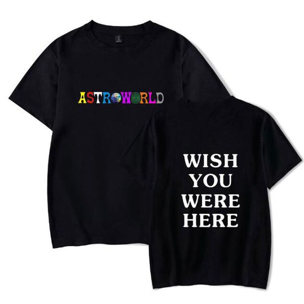 

Хип-хоп Трэвис Скоттс ASTROWORLD Harajuku футболки 2018 Мужчины Женщины Повседневная печати