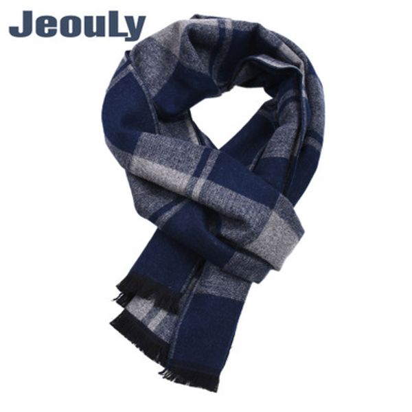 

brand scarfs for men 2018 new winter business gentleman soft imitation cashmere plaid scarves warm fringed yarn scarf, Blue;gray