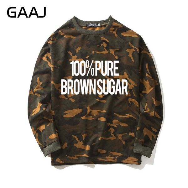 

gaaj "100% pure brown sugar" camouflage sweatshirt men women jacket camo hoodies skate fashion popular hooded 2017, Black