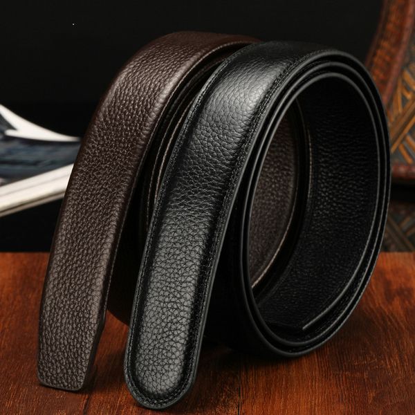 

layer pure cowskin headless belt men dermis automatic buckle glossy face waist belt no buckle stripes width 3.5cm, Black;brown