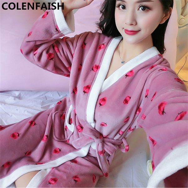 

cartoon lovely 2018 thicken nightgowns winter bathrobe women pajamas bath flannel warm robe sleepwear womens robes coral velvet, Black;red