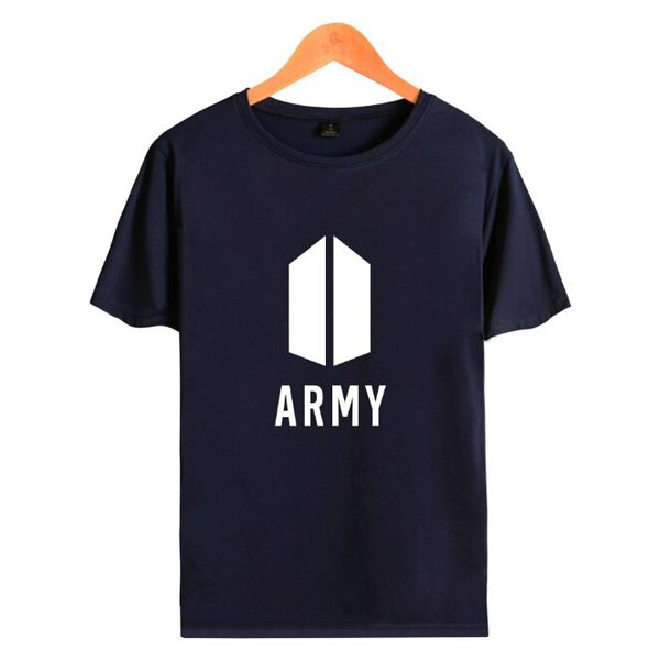 

bts men clothing army letters printing t-shirts 4 colors short sleeve tee hip hop men women couples, White;black