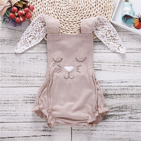 2018 Babyspielanzug Sommer Kaninchen Ohr Muster Baby Anzug Kleinkind Mädchen Kleidung Ärmellose Overall Nette Neugeborene Baby Kleidung Ein-stück Outfit