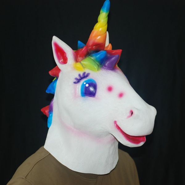

1 pcs unicorn head latex masks full face lovely color horse mask halloween masquerade party cosplay fancy costumeprops
