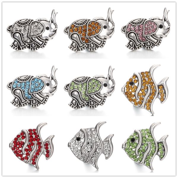 

инкрустация кристалл rhinestone слон / рыба оснастки кнопки 18 мм металлические декоративные кнопки подвески для diy оснастки ювелирных изде