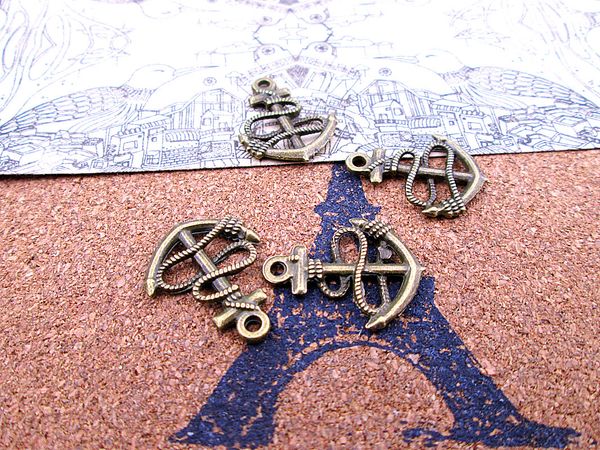 

60pcs new arrivals 24*19mm 10pcs zinc alloy charms antique bronze plated anchor charms pendants metal jewelry findings fit diy, Bronze;silver