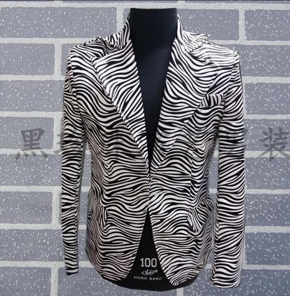 

men suits designs masculino homme terno stage costumes for singers men zebra print blazer dance clothes jacket style dress, White;black
