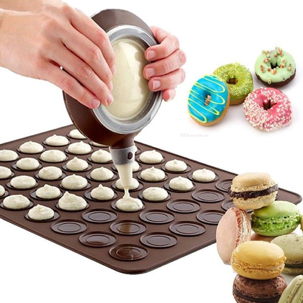 

48 holes 38x28cm silicone macaron pastry cake baking cushion round oven mats baking tool kitchen accessory with flower pot
