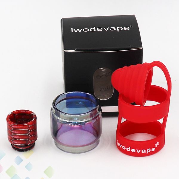 

iwodevape Rainbow Color Glass Tube Epoxy Resin Drip tip Silicone Sanitary Cap Kit fit TFV12 Prince TFV8 cleito Valyrian Atomizers DHL Free