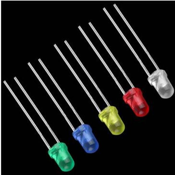 

100 pcs five color led light bulb high power 2pin emitting diode lamps