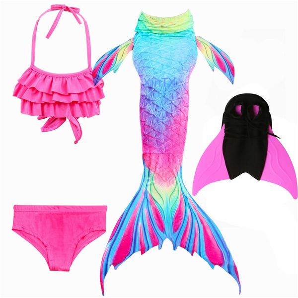 

new arrivalfancy mermaid tails with fins flipper mermaid swimming tails for kids girls summer beach wear swimsuits, Black;red