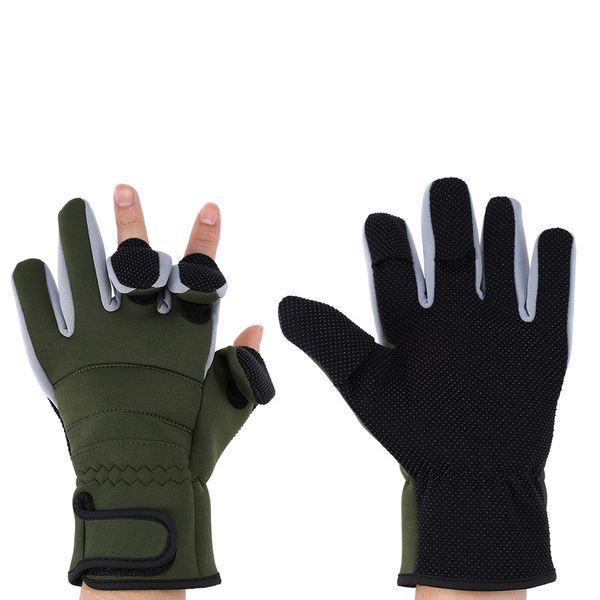

1 pair full-finger three cut fingers warm fishing gloves a magic prop in famous animation - doraemon, Black