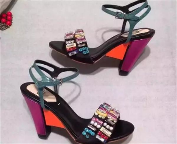 

Высокое качество классический Алмаз мода высокие каблуки, ретро стиль дизайн, фиолетовый толщиной с бесплатная доставка, подарочная коробка + мешок для пыли