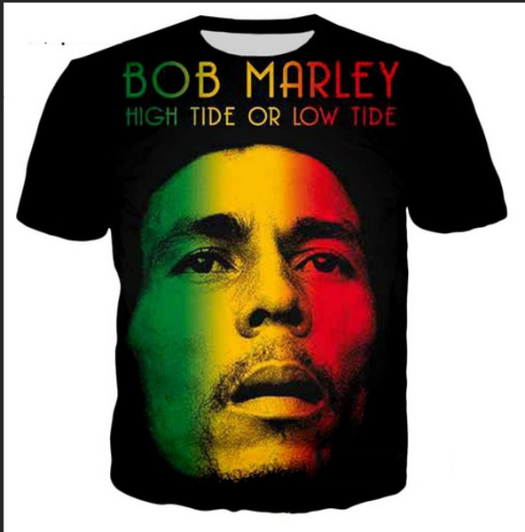 

fashion mens/womans reggae originator bob marley summer style funny 3d print casual t-shirt plus size zgx023, White;black