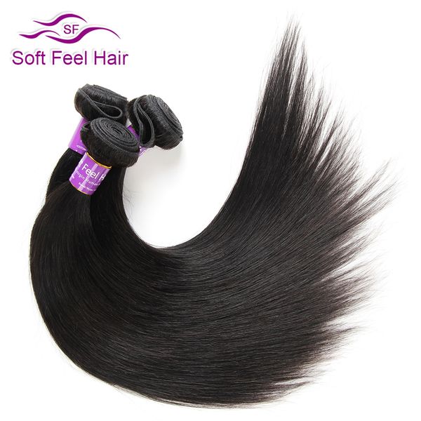 

soft feel hair brazilian straight hair 1 bundle 8-28 inch non remy human weave extensions natural color ing, Black;brown