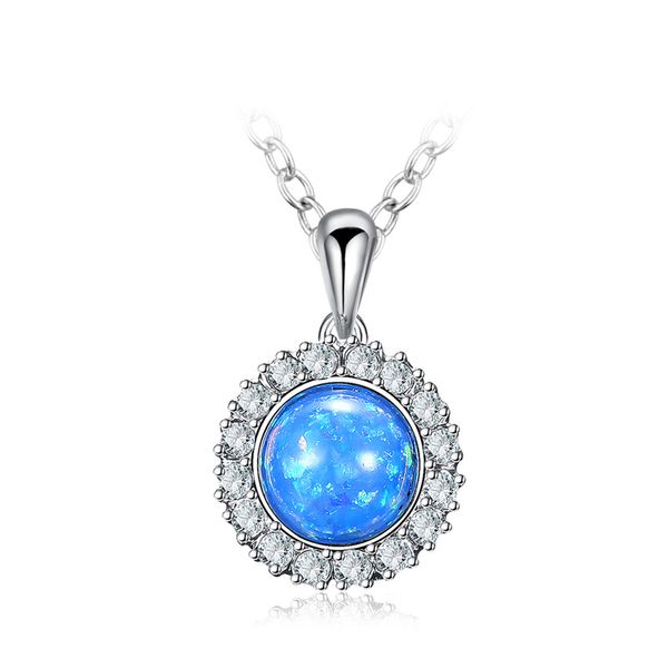

romad chokers charming fire opal pendants necklaces for women necklace gift fashion jewelry collares largos de moda 2018, Silver