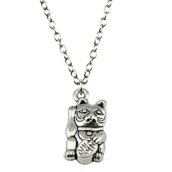 

wysiwyg 5 pieces metal chain necklaces pendants male necklace fashion lucky cat 23x11mm n2-b10896, Silver