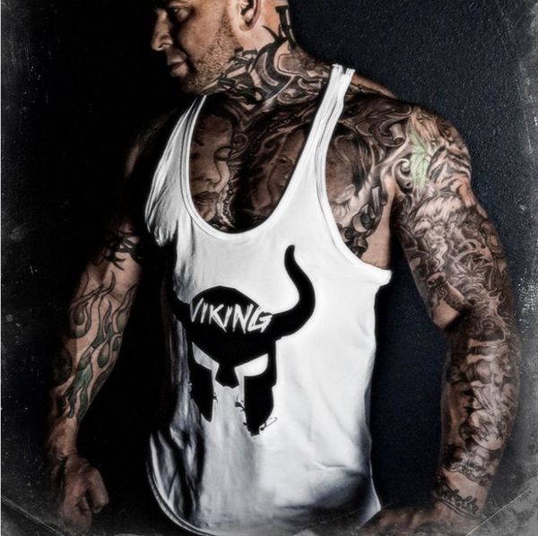 

men's bodybuilding vest fitness quick-drying breathable cotton sleeveless sweat-absorbent t-shirt clothes shoulder men's casual ve, White;black