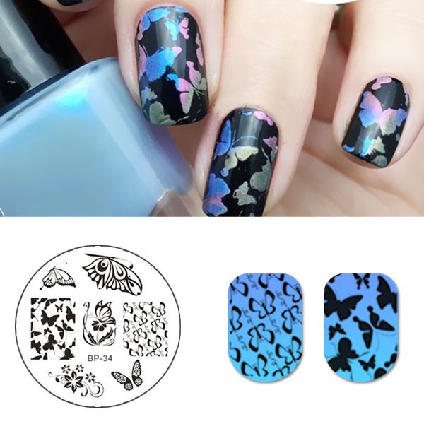 

born pretty romantic butterfly patterns nail art stamp template manicure design image print plate nail art styling tool bp34, White