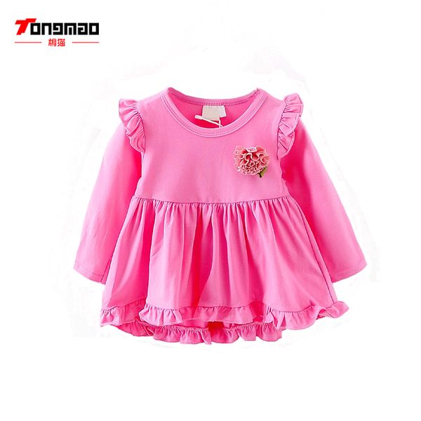 

tongmao children's wear girls spring and autumn dresses long sleeve o-neck princess dress kids party dresses dress ruffle, Red;yellow