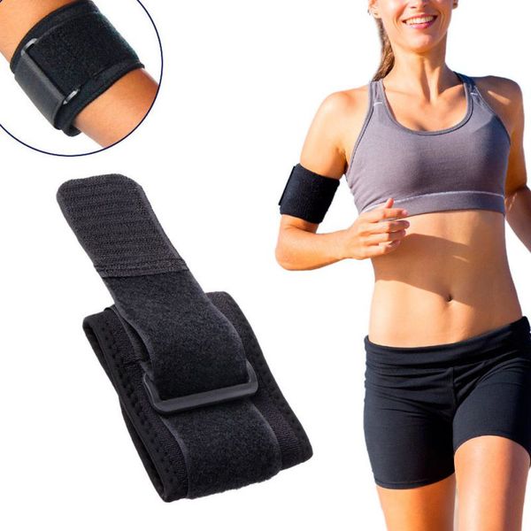 

sports fitness elbow support strap belt pad neoprene running golf pain bandage, Black;gray