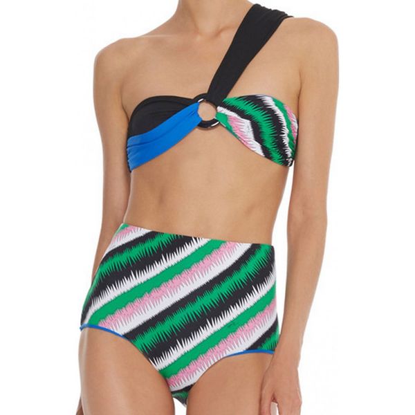 

2018 print bikinis swimwear for women bathing suit woman high waist swimsuit lady beach swim wear brazilian single shoulder bikini set