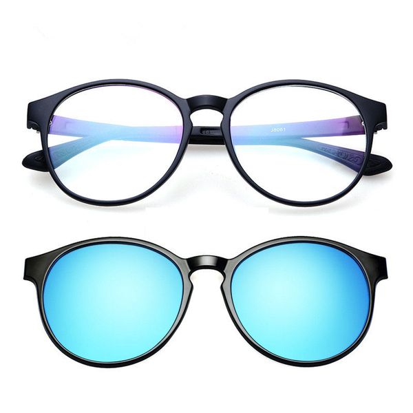 

vazrobe magnetic sunglasses men women driving polarized clip on lens sun glasses for diopter driver round anti glare frame+lens, White;black