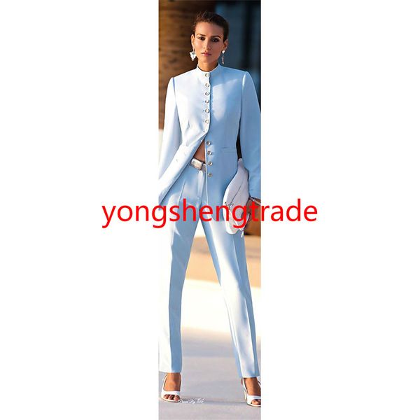 

fashion sky blue women business suit custom made trouser suit 120, White;black
